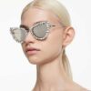 2-in-1-Aufsteck-Sonnenbrille, auffälliges Design, Cat-Eye-Form, Sk7011, Weiß 2-in-1-Aufsteck-Sonnenbrille, auffälliges Design, Cat-Eye-Form, Sk7011, Weiß