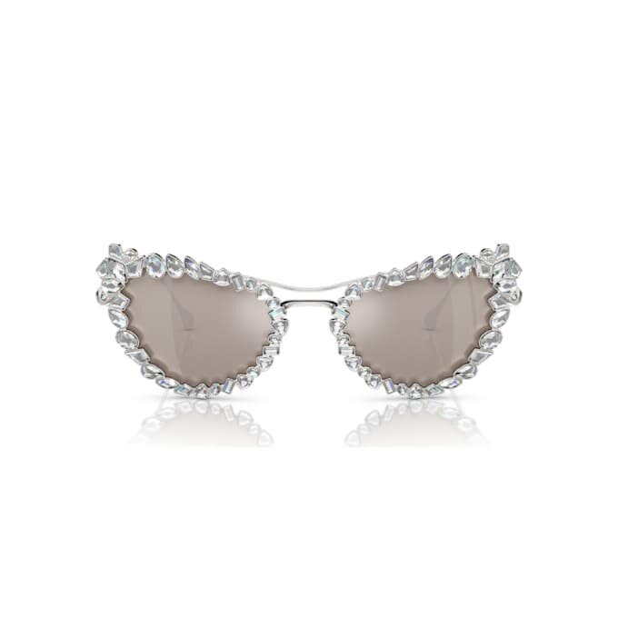 2-in-1-Aufsteck-Sonnenbrille, auffälliges Design, Cat-Eye-Form, Sk7011, Weiß 2-in-1-Aufsteck-Sonnenbrille, auffälliges Design, Cat-Eye-Form, Sk7011, Weiß