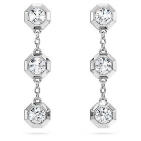 Achteckige Tropfenohrringe mit im Labor gezüchteten Diamanten, 0,6 Karat insgesamt, runde Form, Sterlingsilber
