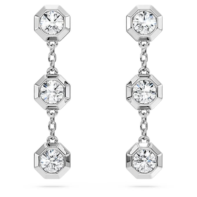Achteckige Tropfenohrringe mit im Labor gezüchteten Diamanten, 0,6 Karat insgesamt, runde Form, Sterlingsilber Achteckige Tropfenohrringe mit im Labor gezüchteten Diamanten, 0,6 Karat insgesamt, runde Form, Sterlingsilber