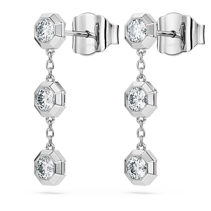 Achteckige Tropfenohrringe mit im Labor gezüchteten Diamanten, 0,6 Karat insgesamt, runde Form, Sterlingsilber Achteckige Tropfenohrringe mit im Labor gezüchteten Diamanten, 0,6 Karat insgesamt, runde Form, Sterlingsilber