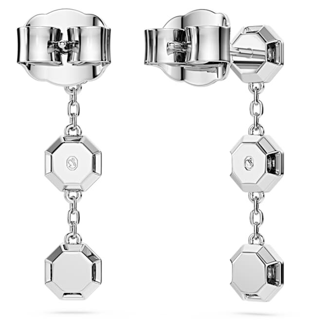 Achteckige Tropfenohrringe mit im Labor gezüchteten Diamanten, 0,6 Karat insgesamt, runde Form, Sterlingsilber Achteckige Tropfenohrringe mit im Labor gezüchteten Diamanten, 0,6 Karat insgesamt, runde Form, Sterlingsilber
