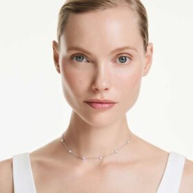Achtkant-Halskette mit im Labor gezüchteten Diamanten, 0,7 Karat insgesamt, runde Form, Sterlingsilber