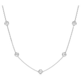 Achtkant-Halskette mit im Labor gezüchteten Diamanten, 0,7 Karat insgesamt, runde Form, Sterlingsilber