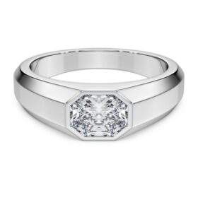 Achtkant-Ring mit im Labor gezüchteten Diamanten, 1,0 Karat insgesamt, achteckige Form, 14 Karat Weißgold