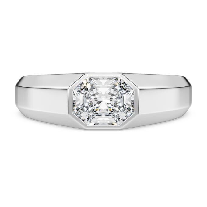 Achtkant-Ring mit im Labor gezüchteten Diamanten, 1,0 Karat insgesamt, achteckige Form, 14 Karat Weißgold Achtkant-Ring mit im Labor gezüchteten Diamanten, 1,0 Karat insgesamt, achteckige Form, 14 Karat Weißgold