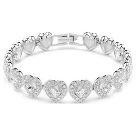Ariana Grande X Swarovski Armband mit gemischten Schliffen, Herz, Weiß, rhodiniert Ariana Grande X Swarovski Armband mit gemischten Schliffen, Herz, Weiß, rhodiniert