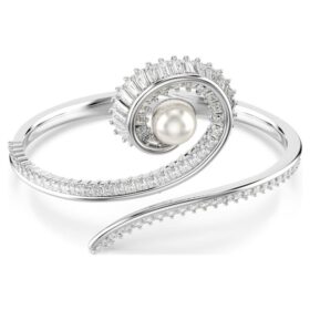 Ariana Grande X Swarovski Armreif mit Kristallperle, Baguette-Schliff, weiß, rhodiniert Ariana Grande X Swarovski Armreif mit Kristallperle, Baguette-Schliff, weiß, rhodiniert