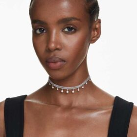 Ariana Grande X Swarovski Choker Kristallperle, Rundschliff, Weiß, rhodiniert