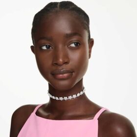 Ariana Grande X Swarovski Choker Kristallperle, Rundschliff, Weiß, rhodiniert