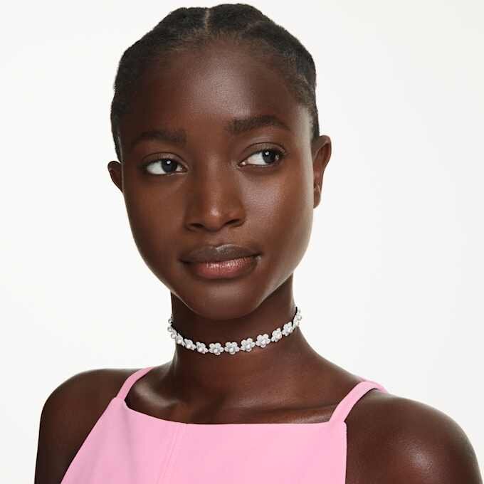 Ariana Grande X Swarovski Choker Kristallperle, Rundschliff, Weiß, rhodiniert Ariana Grande X Swarovski Choker Kristallperle, Rundschliff, Weiß, rhodiniert