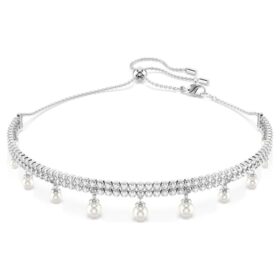 Ariana Grande X Swarovski Choker Kristallperle, Rundschliff, Weiß, rhodiniert