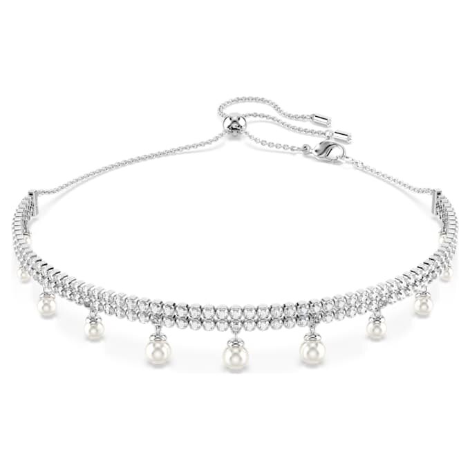 Ariana Grande X Swarovski Choker Kristallperle, Rundschliff, Weiß, rhodiniert Ariana Grande X Swarovski Choker Kristallperle, Rundschliff, Weiß, rhodiniert