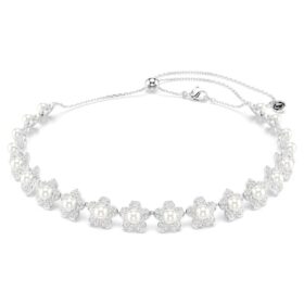Ariana Grande X Swarovski Choker Kristallperle, Rundschliff, Weiß, rhodiniert