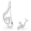 Ariana Grande X Swarovski Clip-Ohrringe, asymmetrisches Design, Kristallperle, Baguette-Schliff, weiß, rhodiniert Ariana Grande X Swarovski Clip-Ohrringe, asymmetrisches Design, Kristallperle, Baguette-Schliff, weiß, rhodiniert