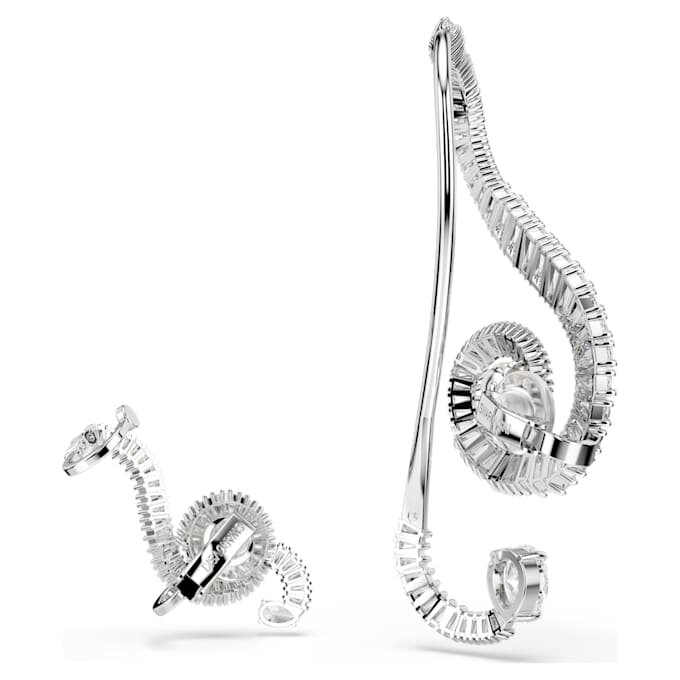 Ariana Grande X Swarovski Clip-Ohrringe, asymmetrisches Design, Kristallperle, Baguette-Schliff, weiß, rhodiniert Ariana Grande X Swarovski Clip-Ohrringe, asymmetrisches Design, Kristallperle, Baguette-Schliff, weiß, rhodiniert