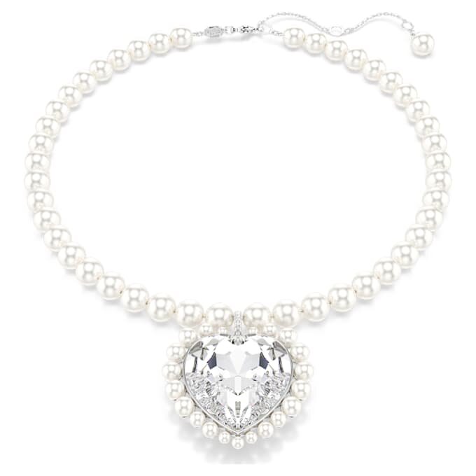 Ariana Grande X Swarovski Halskette mit Kristallperle, Herzschliff, Herz, Weiß, rhodiniert Ariana Grande X Swarovski Halskette mit Kristallperle, Herzschliff, Herz, Weiß, rhodiniert
