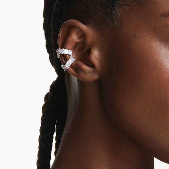 Ariana Grande X Swarovski Ohrklemmen im Baguette-Schliff, weiß, rhodiniert Ariana Grande X Swarovski Ohrklemmen im Baguette-Schliff, weiß, rhodiniert