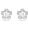 Ariana Grande X Swarovski Ohrringe Kristallperle, Rundschliff, Blume, Weiß, rhodiniert