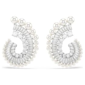 Ariana Grande X Swarovski Ohrringe mit Kristallperle, gemischte Schliffe, weiß, rhodiniert
