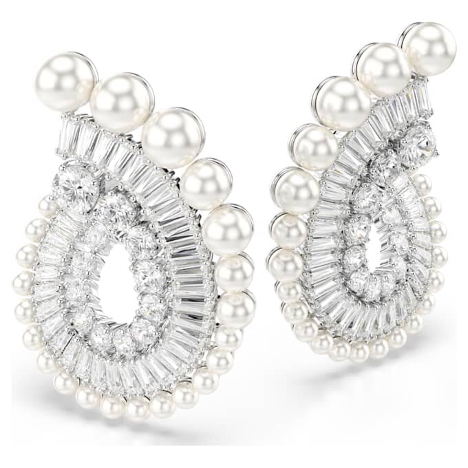 Ariana Grande X Swarovski Ohrringe mit Kristallperle, gemischte Schliffe, weiß, rhodiniert Ariana Grande X Swarovski Ohrringe mit Kristallperle, gemischte Schliffe, weiß, rhodiniert