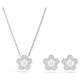 Ariana Grande X Swarovski Set Kristallperle, Rundschliff, Blume, Weiß, rhodiniert