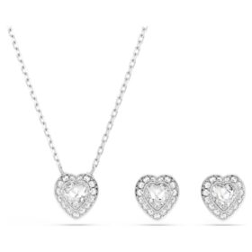 Ariana Grande x Swarovski Set mit gemischten Schliffen, Herz, Weiß, rhodiniert