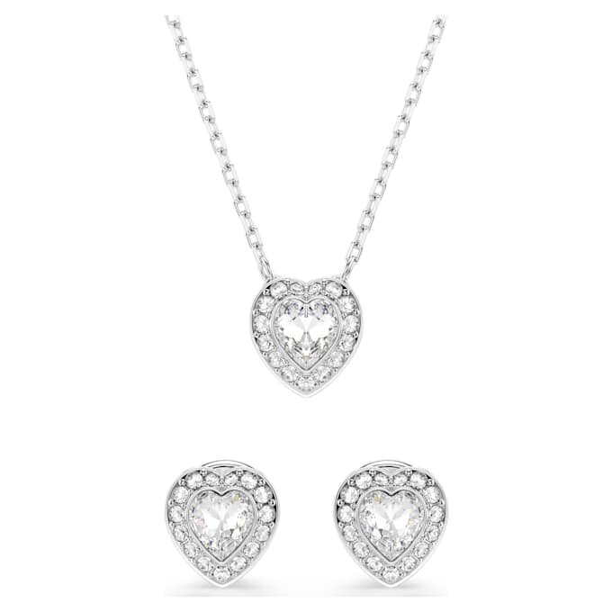 Ariana Grande x Swarovski Set mit gemischten Schliffen, Herz, Weiß, rhodiniert Ariana Grande x Swarovski Set mit gemischten Schliffen, Herz, Weiß, rhodiniert