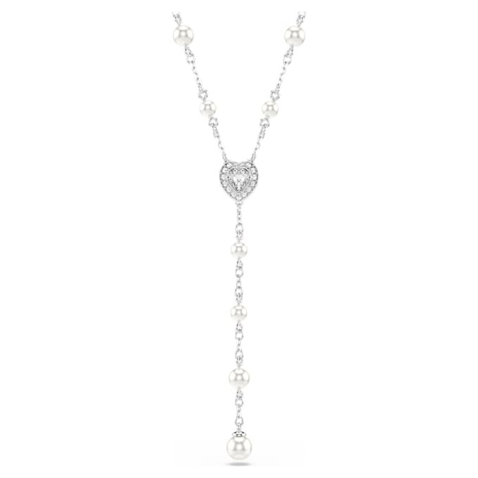 Ariana Grande X Swarovski Y Halskette mit gemischten Schliffen, Kristallperle, Herz, Weiß, rhodiniert Ariana Grande X Swarovski Y Halskette mit gemischten Schliffen, Kristallperle, Herz, Weiß, rhodiniert
