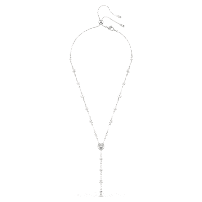 Ariana Grande X Swarovski Y Halskette mit gemischten Schliffen, Kristallperle, Herz, Weiß, rhodiniert Ariana Grande X Swarovski Y Halskette mit gemischten Schliffen, Kristallperle, Herz, Weiß, rhodiniert