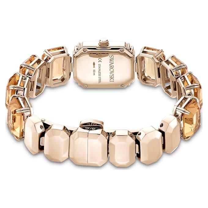 Armbanduhr mit achteckigem Schliff, braun, champagnerfarbene Goldoptik Armbanduhr mit achteckigem Schliff, braun, champagnerfarbene Goldoptik