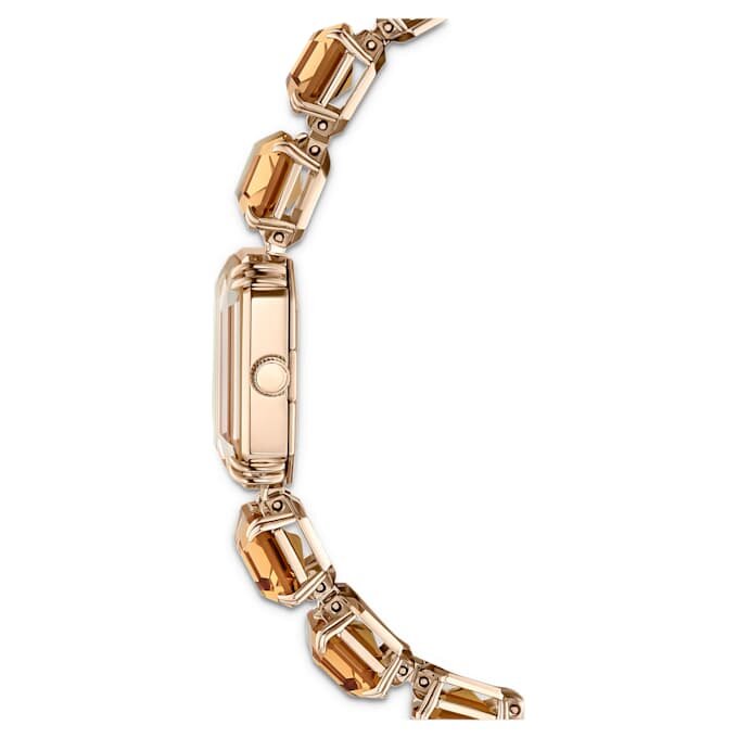 Armbanduhr mit achteckigem Schliff, braun, champagnerfarbene Goldoptik Armbanduhr mit achteckigem Schliff, braun, champagnerfarbene Goldoptik