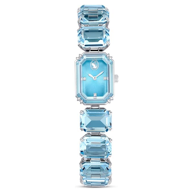 Armbanduhr mit achtkantigem Schliff, blau, Edelstahl Armbanduhr mit achtkantigem Schliff, blau, Edelstahl