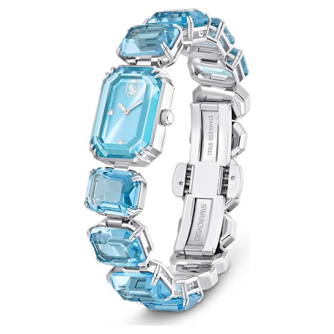 Armbanduhr mit achtkantigem Schliff, blau, Edelstahl Armbanduhr mit achtkantigem Schliff, blau, Edelstahl