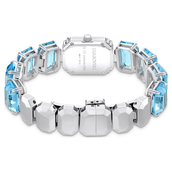 Armbanduhr mit achtkantigem Schliff, blau, Edelstahl Armbanduhr mit achtkantigem Schliff, blau, Edelstahl