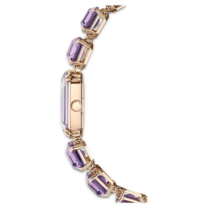 Armbanduhr mit achtkantigem Schliff, lila, champagnerfarbene Gold-PVD-Beschichtung Armbanduhr mit achtkantigem Schliff, lila, champagnerfarbene Gold-PVD-Beschichtung