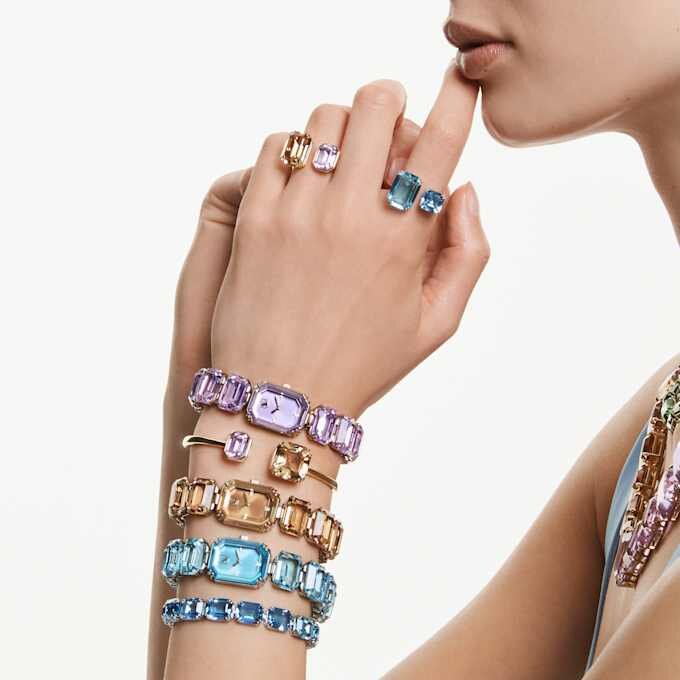 Armbanduhr mit achtkantigem Schliff, blau, Edelstahl Armbanduhr mit achtkantigem Schliff, blau, Edelstahl
