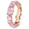Armbanduhr mit achtkantigem Schliff, rosa, roségoldfarben Armbanduhr mit achtkantigem Schliff, rosa, roségoldfarben