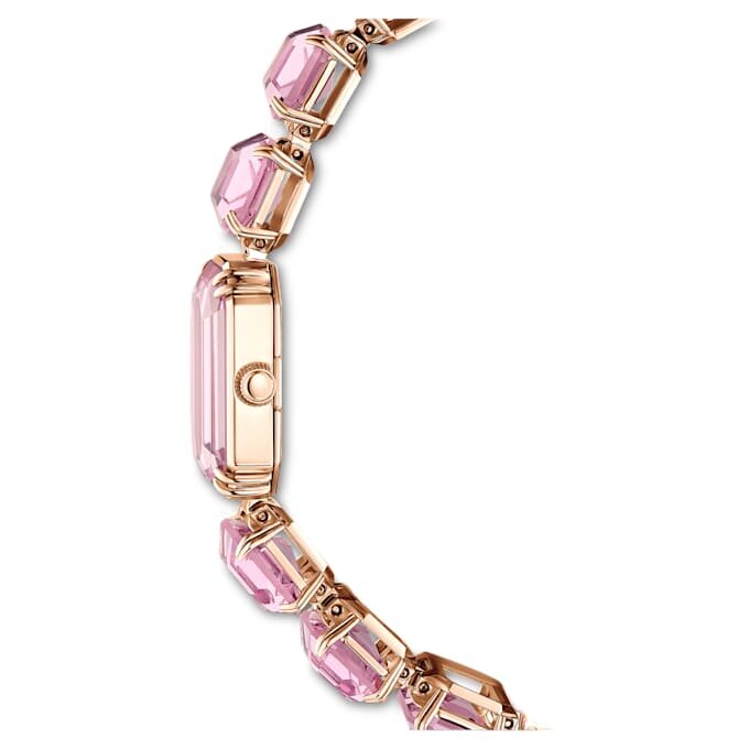 Armbanduhr mit achtkantigem Schliff, rosa, roségoldfarben Armbanduhr mit achtkantigem Schliff, rosa, roségoldfarben