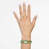 Armbanduhr mit achtkantigen Kristallen, grün, champagnerfarbene Goldoptik