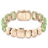 Armbanduhr mit achtkantigen Kristallen, grün, champagnerfarbene Goldoptik