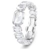 Armbanduhr mit achtkantigen Kristallen, weiß, Edelstahl Armbanduhr mit achtkantigen Kristallen, weiß, Edelstahl