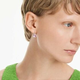 Bella V-Ohrringe mit rundem Schliff, rosa, rhodiniert