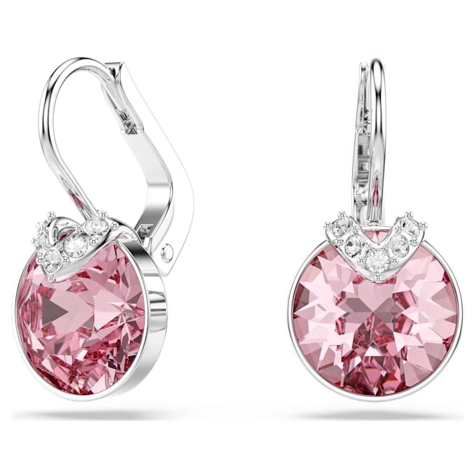 Bella V-Ohrringe mit rundem Schliff, rosa, rhodiniert Bella V-Ohrringe mit rundem Schliff, rosa, rhodiniert