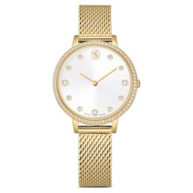 Clarica-Uhr Swiss Made, Metallarmband, goldfarben, goldfarbene Oberfläche