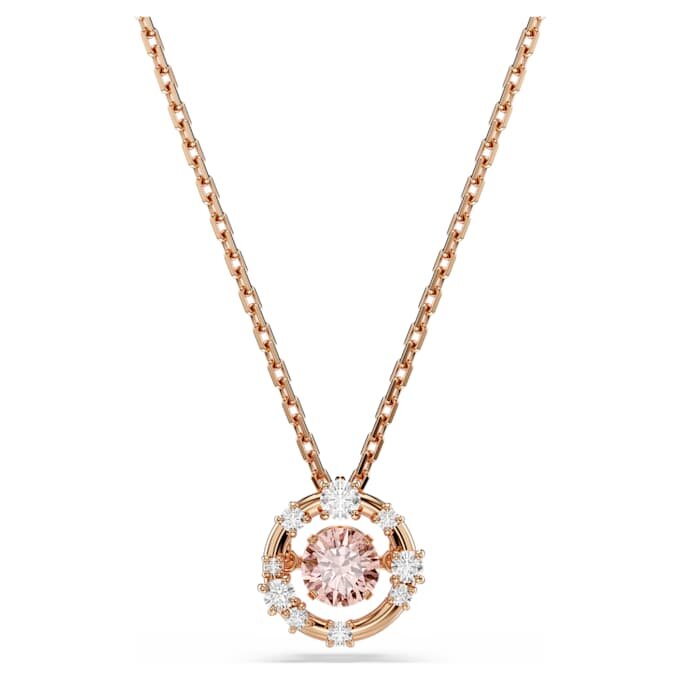 Constella-Anhänger mit rundem Schliff, Dancing Stone, rosa, roségoldfarben plattiert Constella-Anhänger mit rundem Schliff, Dancing Stone, rosa, roségoldfarben plattiert