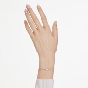 Constella-Armband „Crystal Pearl“, runde Schliffe, weiß, roségoldfarben plattiert