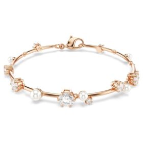 Constella-Armband „Crystal Pearl“, runde Schliffe, weiß, roségoldfarben plattiert