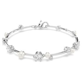 Constella-Armband mit Kristallperlen, Rundschliff, weiß, rhodiniert