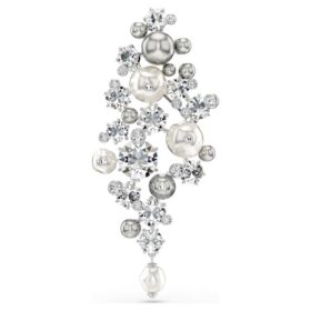 Constella-Brosche „Crystal Pearl“, runder Schliff, weiß, rhodiniert